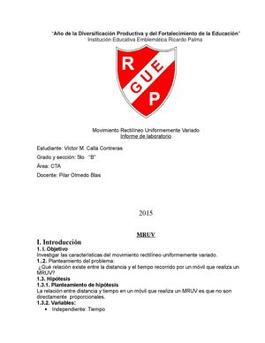 Informe de lab. Caida Libre y MRUV