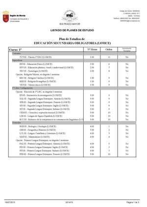 Plan De Estudios Eso (Lomce)