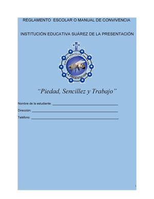 Manual de Convivencia Institución Educativa Suárez de la Presentación