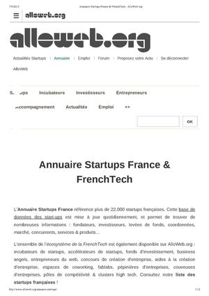 Annuaire Startups France & French Tech - Allo Web
