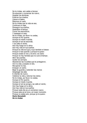 No Te Rindas Mario Benedetty