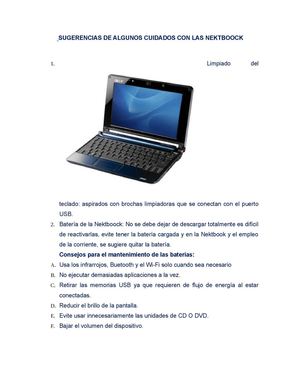 Algunas Sugerencias Para El Cuidado De Laptop