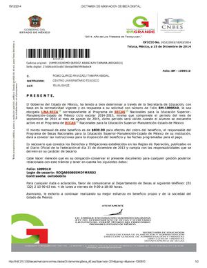 Dictamen De Asignacion De Beca Digital