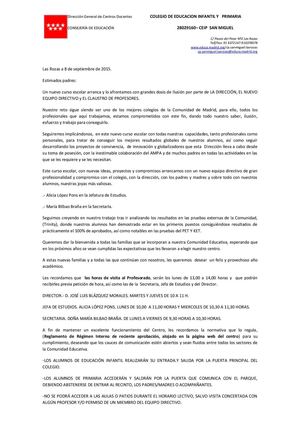 Circular De Principio De Curso 2015