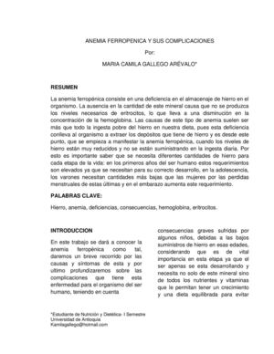 Anemia Ferropenica Y Sus Complicaciones