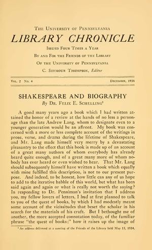 Library Chronicle Volume 2 Number 4