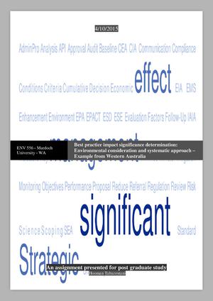 Best Practice Impact Significance Determination Environmental Consideration And Systematic Approach – Example From Western Australia