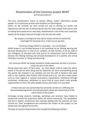 Dissemination report