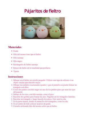 Pájaros De Fieltro