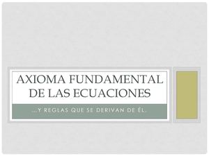 Axioma Fundamental De Las Ecuaciones