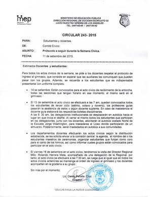 Protocolo A Seguir Durante La Semana Civica