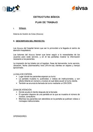 Plan De Trabajo Gestión De Colas