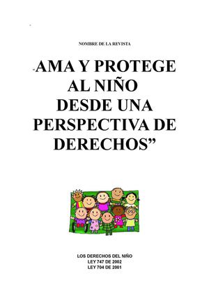 REVISTA:ama y protege al niño desde la perspectiva de los derechos