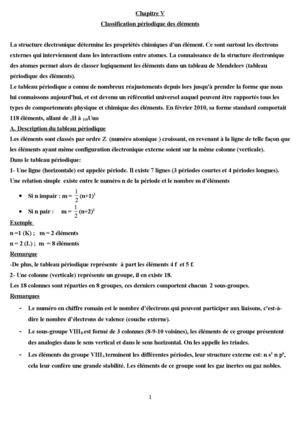 Chapitre V Classification Périodique Des éLements