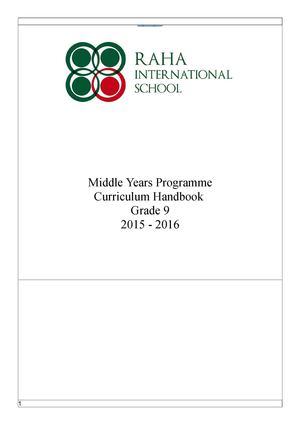 MYP Guide 2015 2016 Grade 9