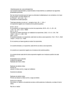 Propiedades De Los Exponentes Y Radicales
