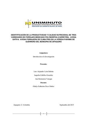 Trabajo De Investigacion Forrajes