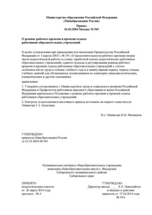 № 7 Положение о режиме работы учителей.