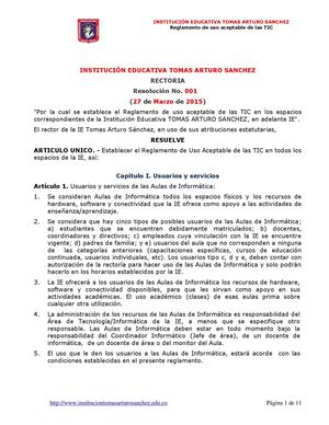 Reglamento Salas Informatica