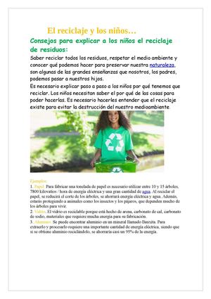 El Reciclaje Y Los Niños