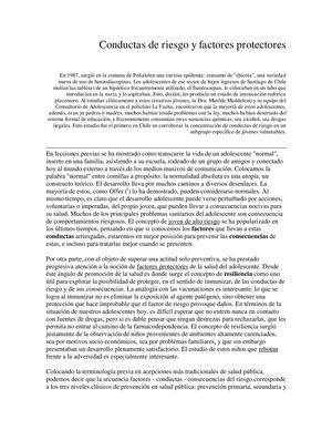 Conductas De Riesgo Y Factores Protectores