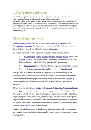 Ciclos Biogeoquímicos.