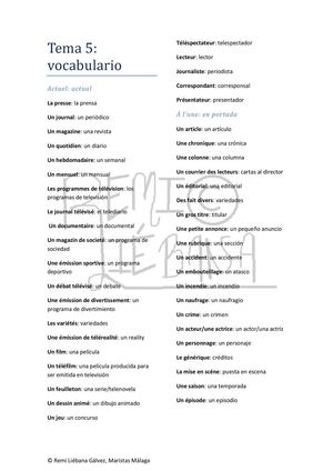 Tema 5 Vocabulario