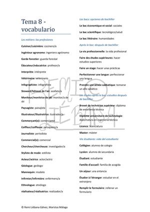 Tema 8 - Vocabulario