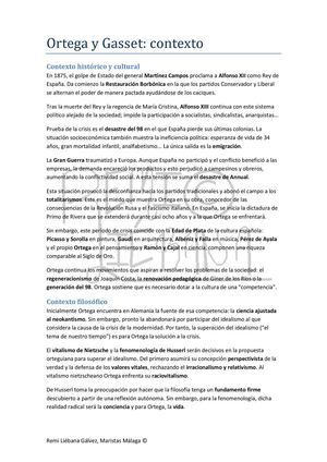Ortega Y Gasset - Contexto