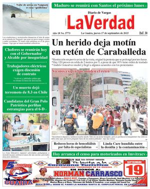 La Guaira, jueves 17 de septiembre de 2015 Año 18 No. 5773