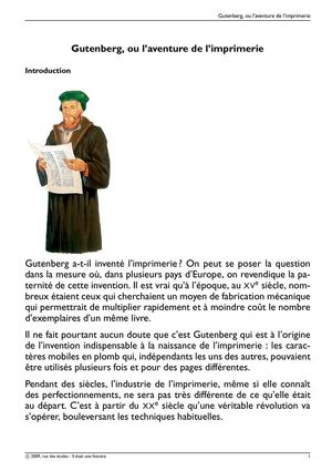 L'Imprimerie de Gutenberg