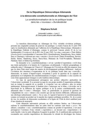 De la République Démocratique Allemande à la démocratie constitutionnelle en Allemagne de l’Est