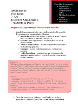 Estatc3adstica Organizac3a7c3a3o E Tratamento De Dados