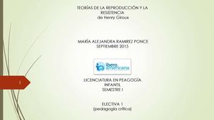 Teorias De La Reproducción Y Resistencia