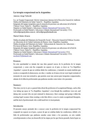 La Terapia Ocupacional En La Argentina