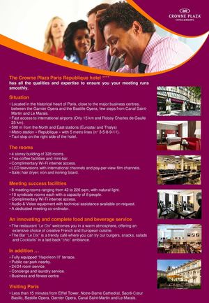 Factsheet English Crowne Plaza Paris Republique
