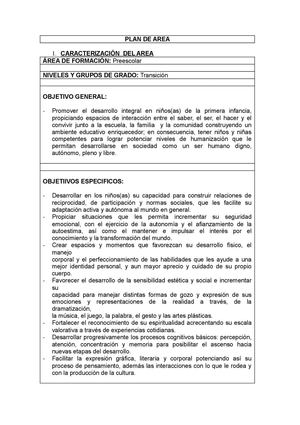 Plan De Área Preescolar 2015 Final