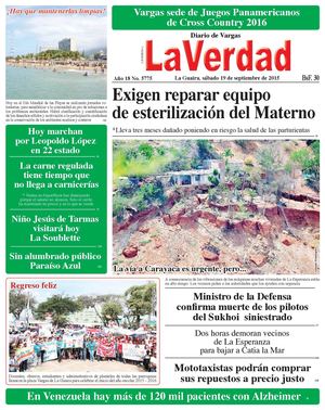 La Guaira, sábado 19 de septiembre de 2015 Año 18 No. 5775
