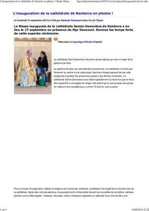Radio Notre Dame L'inauguration De La Cathédrale De Nanterre En Photos ! 27 09 2013