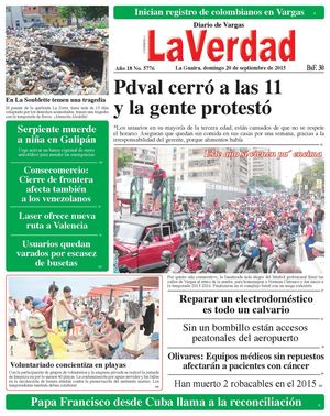 La Guaira, domingo 20 de septiembre de 2015 Año 18 No. 5776