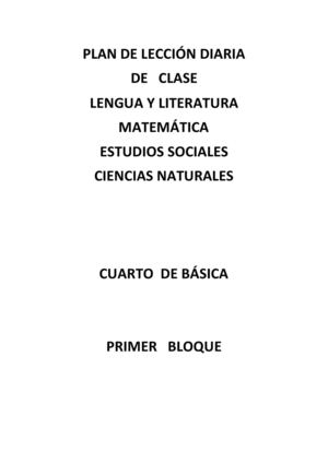 Evaluaciones Plan De Lección Diaria Clase 4to