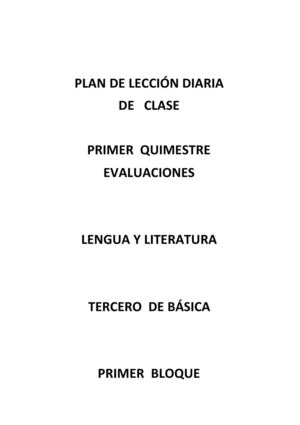 Evaluaciones Plan De Lección Diaria Clase 3ro