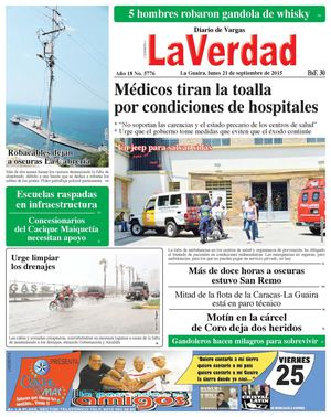 La Guaira, lunes 21 de septiembre de 2015 Año 18 No. 5777