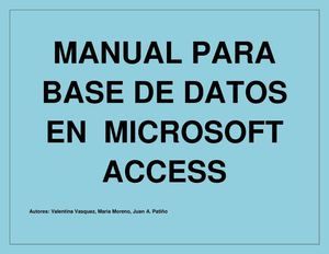 Manual Para Base De Datos En Microsoft Access