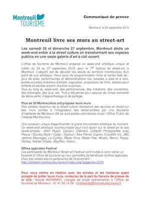 Communiqué de presse au 18/09/15 - Montreuil Street-Art Festival