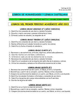 Logros De Humanidades Año 2013