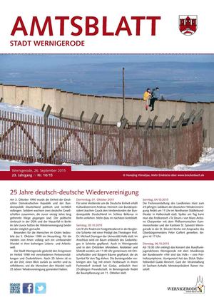 Amtsblatt der Stadt Wernigerode - Ausgabe 10/2915