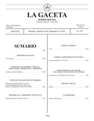 Gaceta No 179 Miércoles 23 De Septiembre De 2015