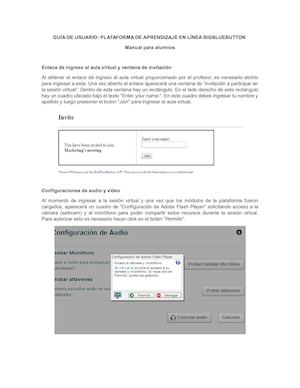 Guía De Usuario Plataforma Big Blue Button Manual Para Alumnos