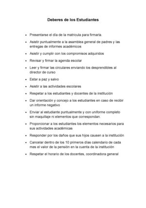 Deberes De Los Estudiantes